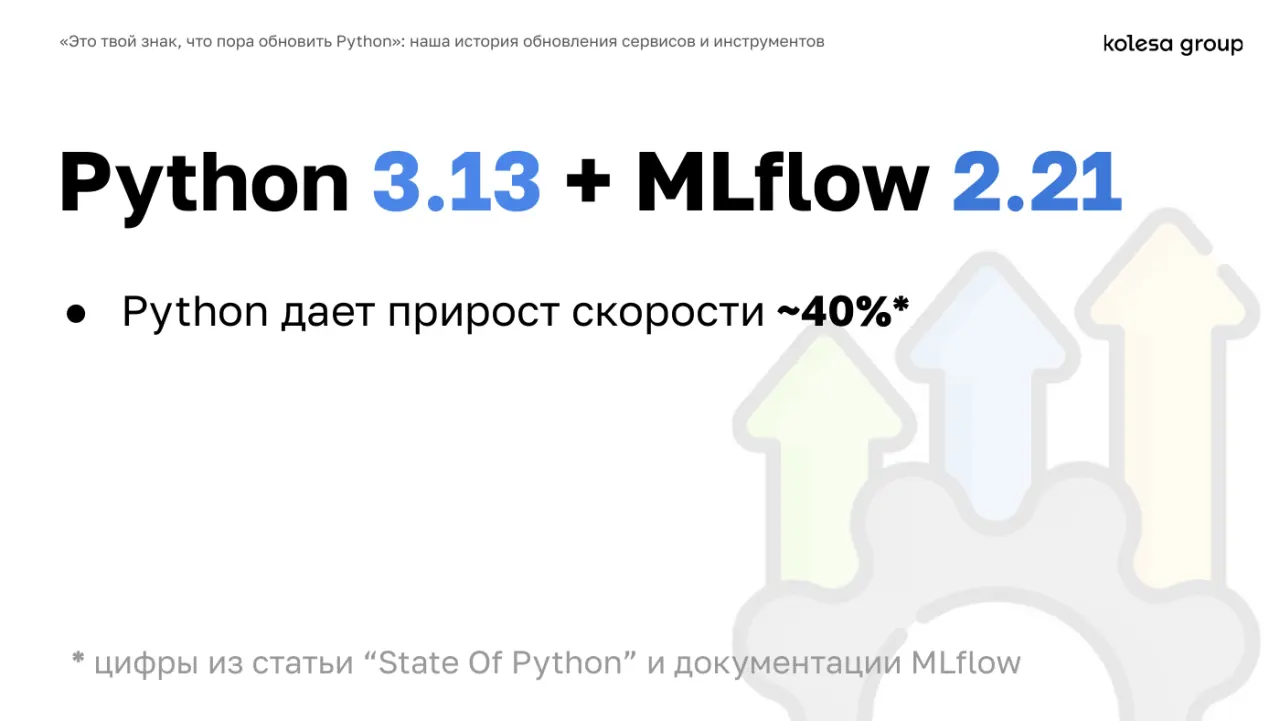 Слайд 21: Python 3.13 + MLflow 2.21
